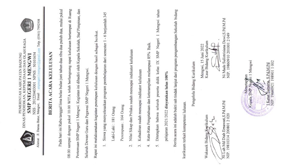 Berita Acara Kelulusan